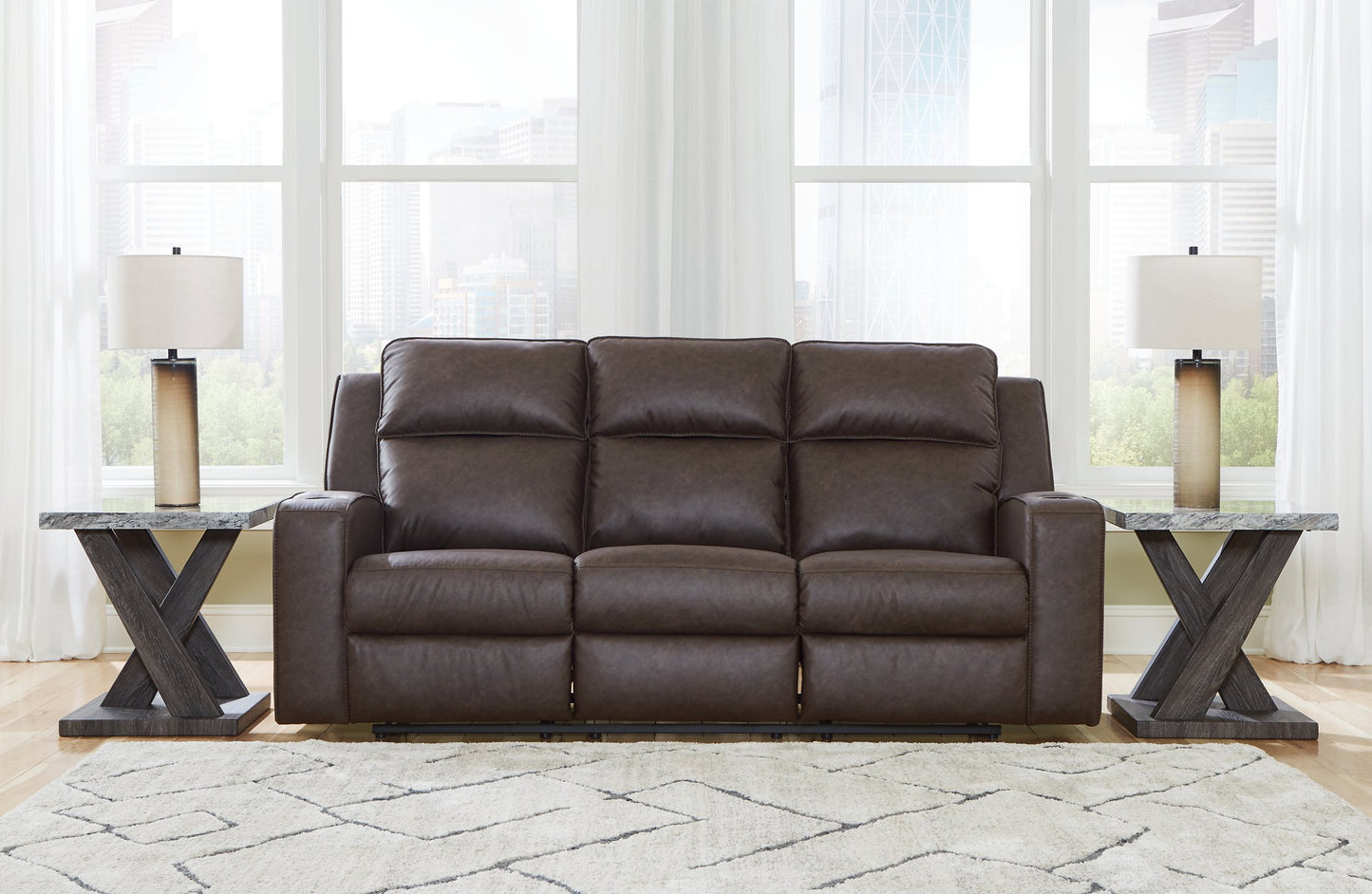 Lavenhorne Reclining Sofa with Drop Down Table - Pull Up A Couch