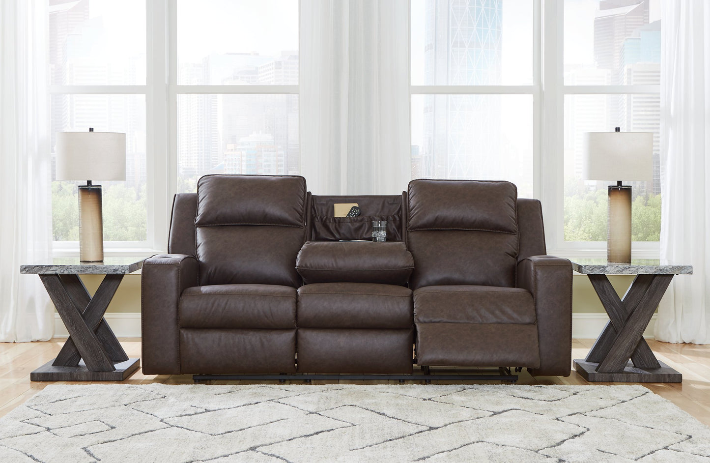 Lavenhorne Reclining Sofa with Drop Down Table - Pull Up A Couch