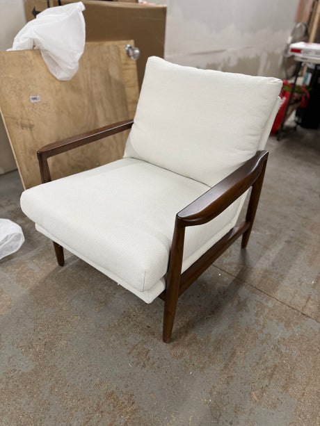 28.5" x 32.5" Armed Fabric Lounge Chair (Walnut/Ivory) - Pull Up A Couch