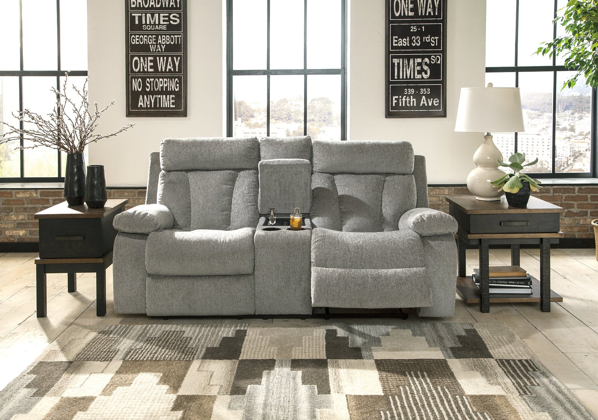 Mitchiner Reclining Loveseat with Console - Pull Up A Couch