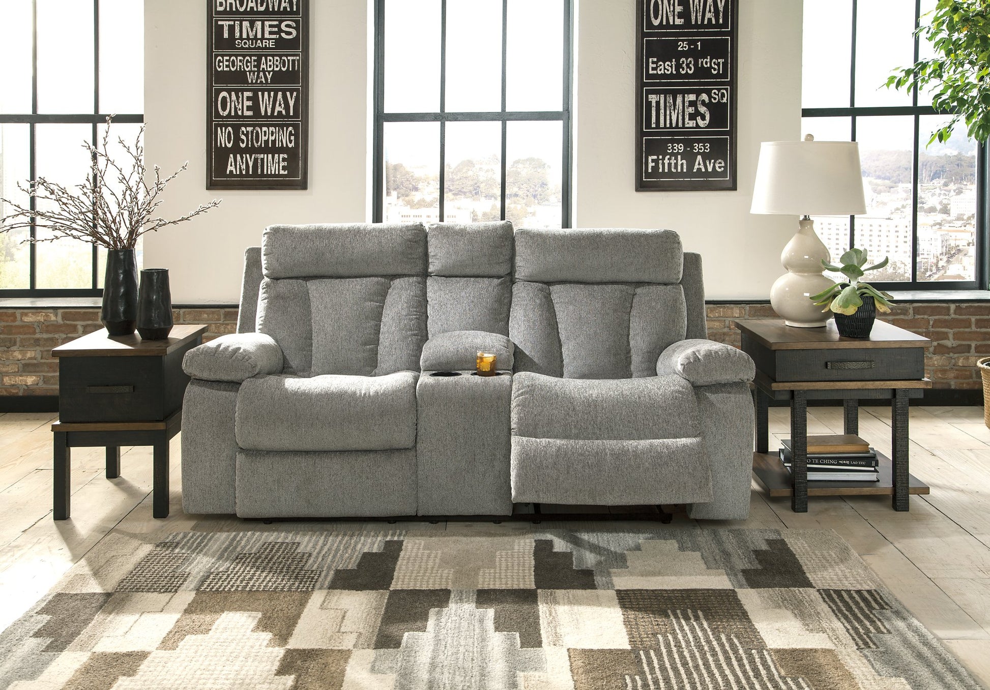 Mitchiner Reclining Loveseat with Console - Pull Up A Couch