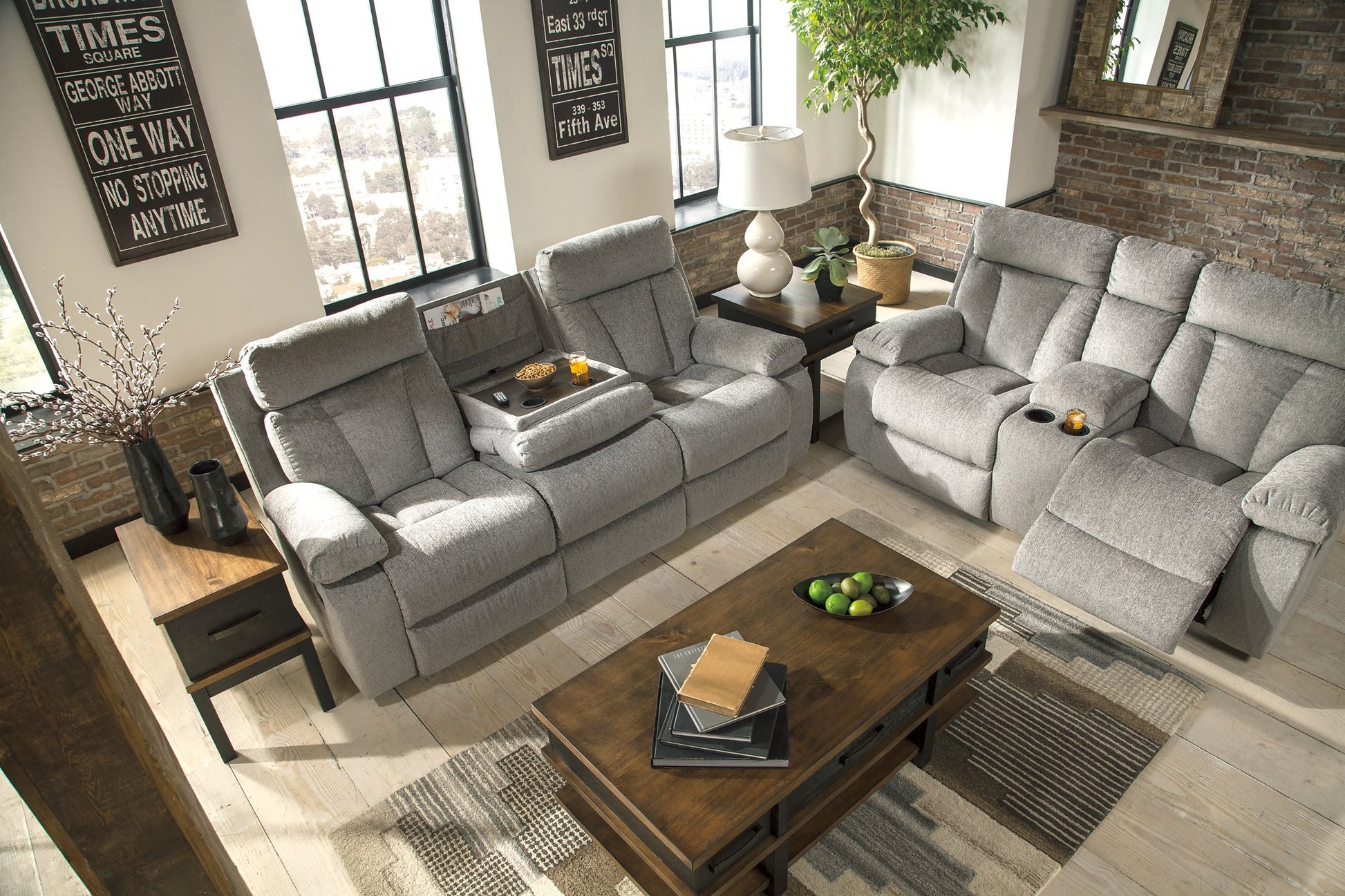 Mitchiner Reclining Sofa with Drop Down Table - Pull Up A Couch