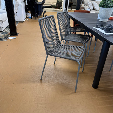 Stackable MCM dining chair in Heathered Gray by Article, showcasing sleek modern design and comfortable seating.