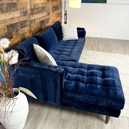 Article Sven Blue Velvet 2pc Sectional w/Chaise - Pull Up A Couch