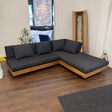 Right-facing outdoor sectional in slate gray, Article outdoor seating with plush cushions and modern design, perfect for patio lounging.