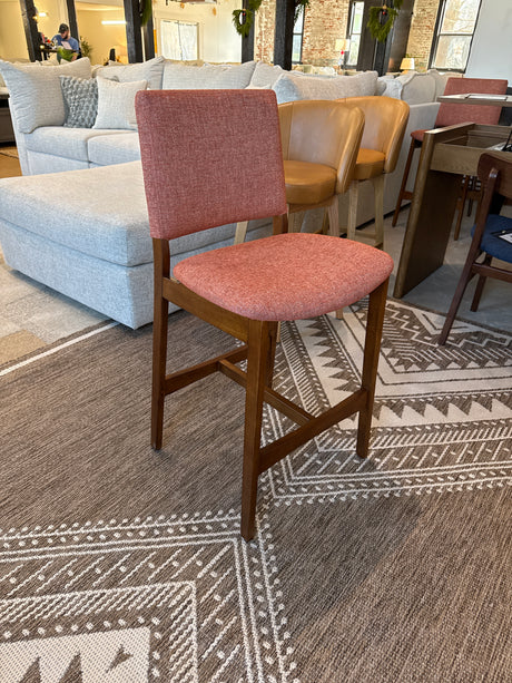 MCM-Style Counter Stool (Walnut/Rosehip Orange) - Pull Up A Couch