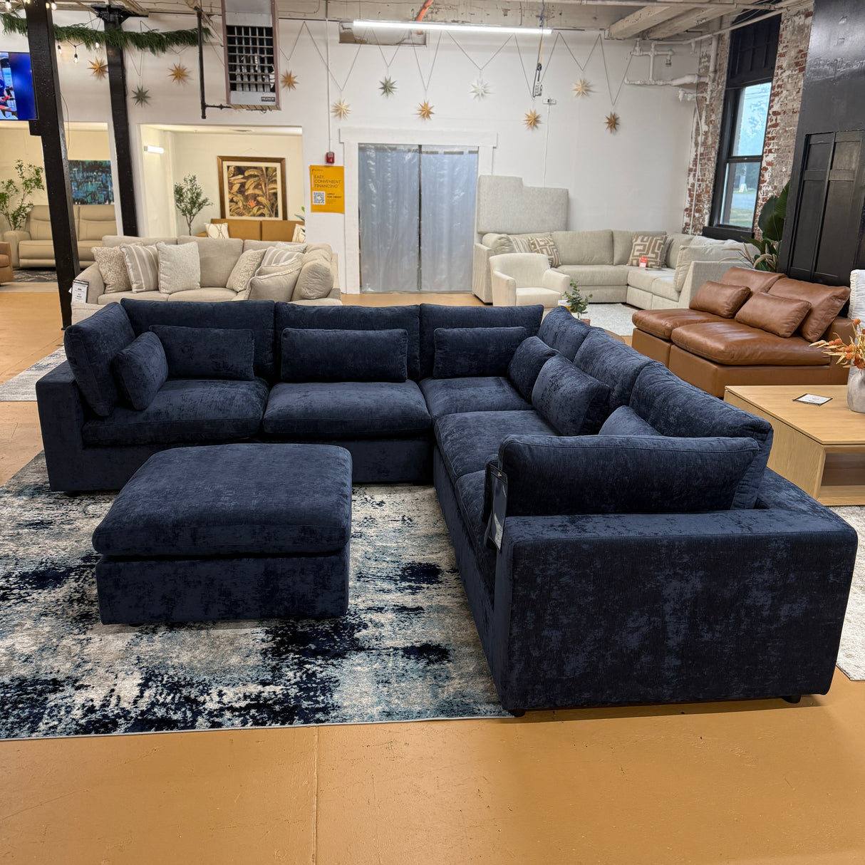 Serenity Cloud 5pc Corner Sectional + Storage Ottoman (Blue) (Clearance)