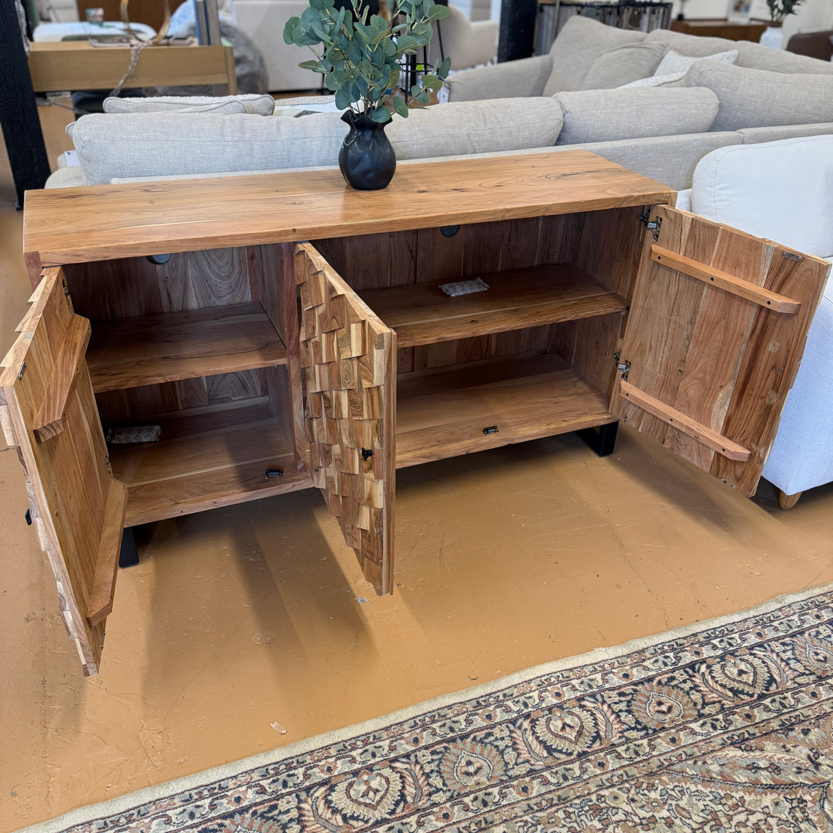 Pull Up A Couch Linwood Accent Cabinet with stylish wood finish and storage drawers, perfect for living room decor.