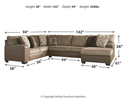 Abalone 3-Piece Sectional with Chaise - Pull Up A Couch