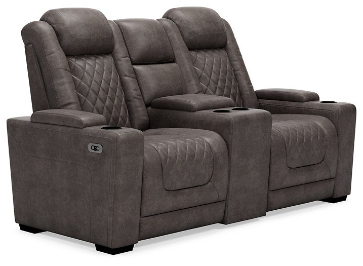 HyllMont Power Reclining Loveseat with Console - Pull Up A Couch