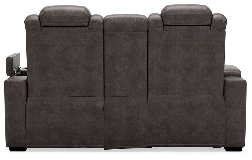 HyllMont Power Reclining Loveseat with Console - Pull Up A Couch