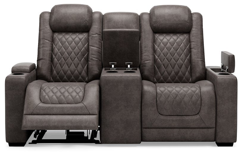 HyllMont Power Reclining Loveseat with Console - Pull Up A Couch