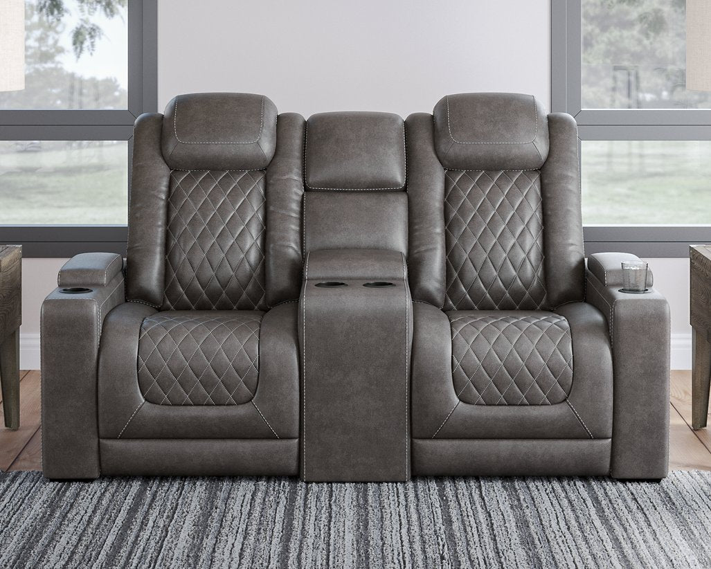 HyllMont Power Reclining Loveseat with Console - Pull Up A Couch