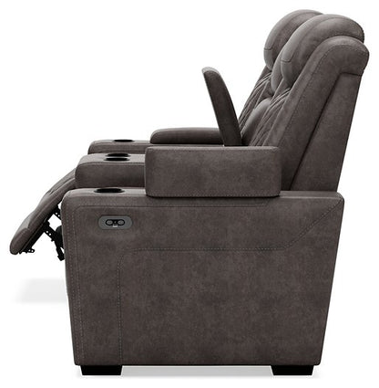 HyllMont Power Reclining Loveseat with Console - Pull Up A Couch