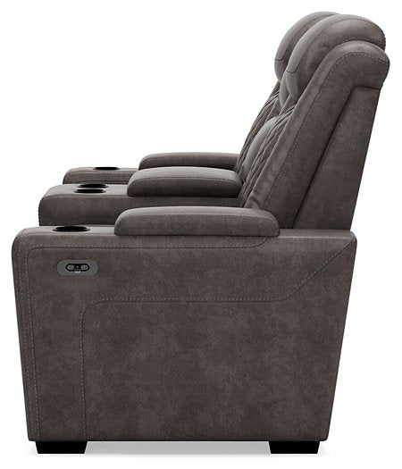 HyllMont Power Reclining Loveseat with Console - Pull Up A Couch