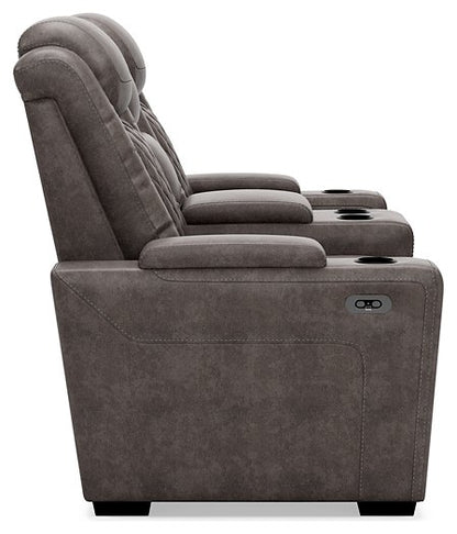 HyllMont Power Reclining Loveseat with Console - Pull Up A Couch