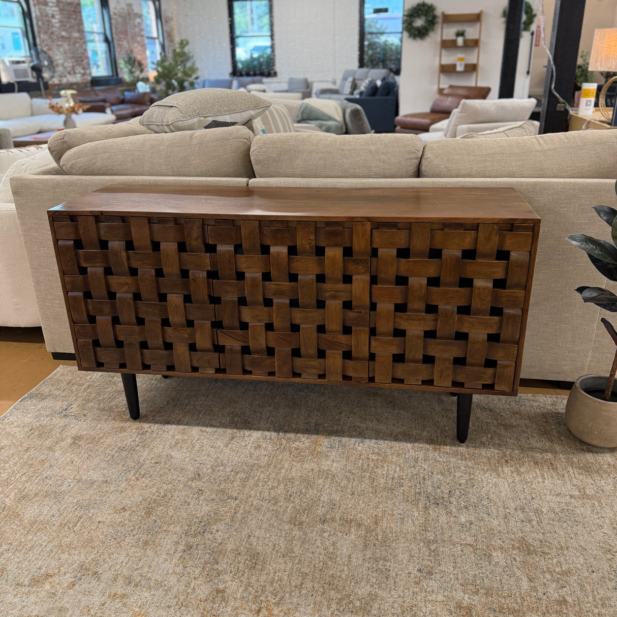 Pull Up A Couch Dayton accent cabinet with modern design, featuring wood finish and storage drawers, ideal for living room decor.