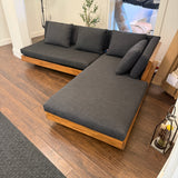 Right-facing outdoor sectional sofa in slate gray, outdoor seating by Article, with plush cushions and modern design.