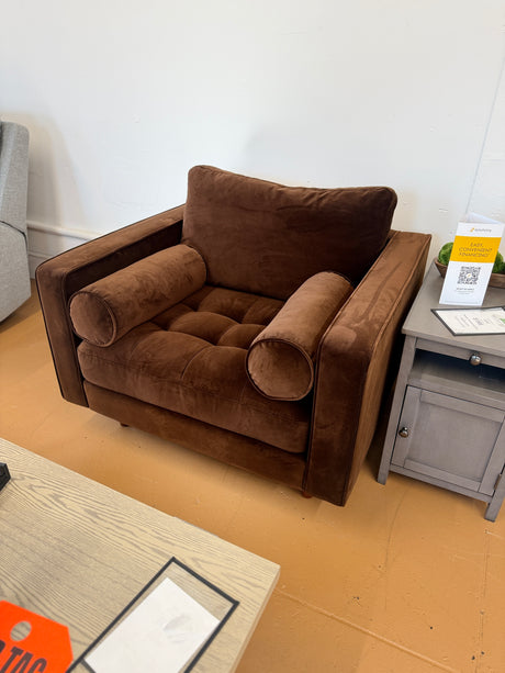 42" Tufted Velvet Lounge Chair (Pacific Brown) - Pull Up A Couch