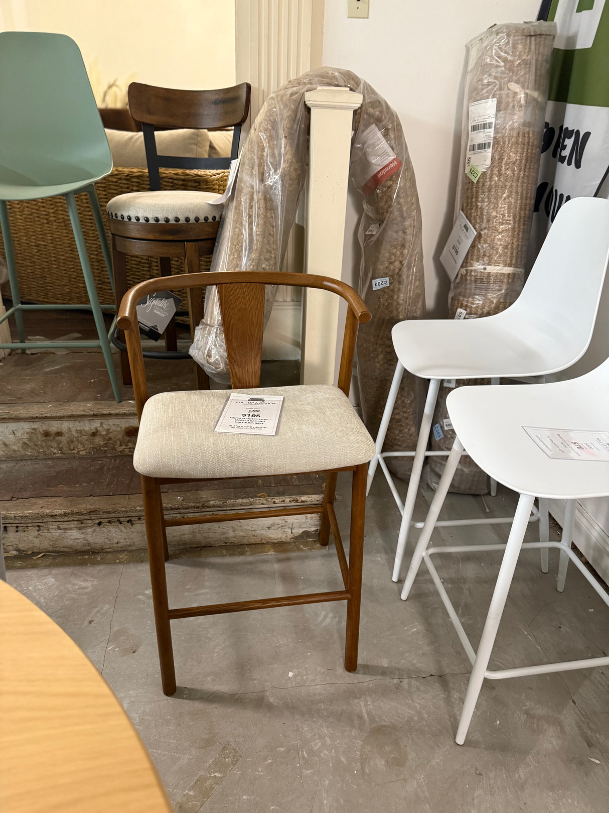 ARTICLE - Fonra Counter Stool - Smoked Oak and Santolina Gray