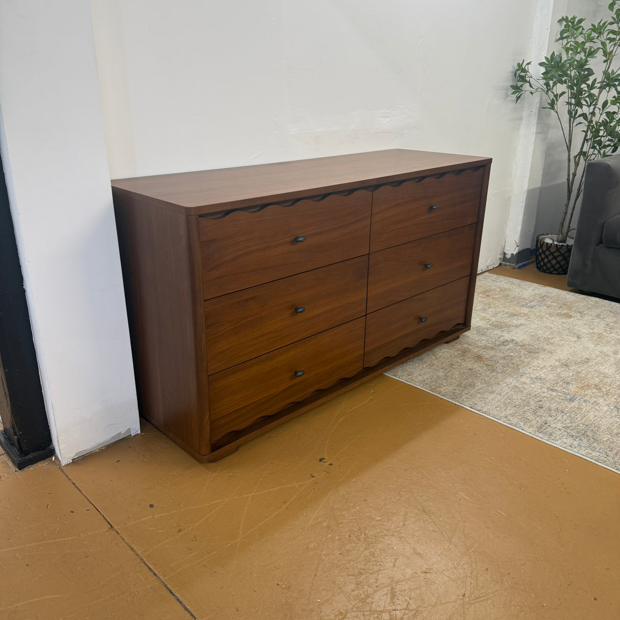 6-Drawer MCM Double Dresser (Walnut)