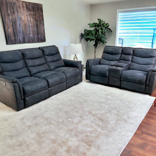 Sofa Loveseat Set with Recliners, Rockers, USB Ports - Pull Up A Couch