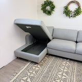 114" Sleeper Sectional w/ Storage Chaise (Silver Light Blue) - Pull Up A Couch