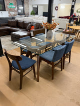 71" Rectangular Glass-Top Dining Table (Walnut) - Pull Up A Couch