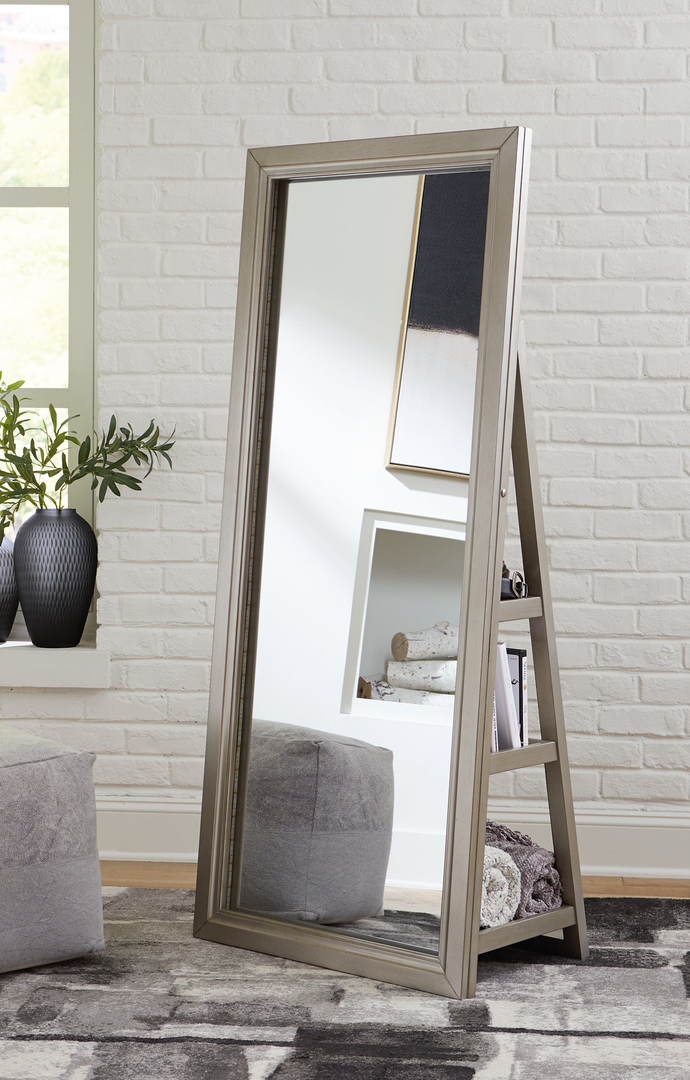 Evesen Floor Standing Mirror with Storage - Pull Up A Couch