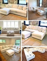 Ashley Furniture Ashbourne corner sectional with chaise, showing the back view of the plush upholstered sofa and reclining sections.