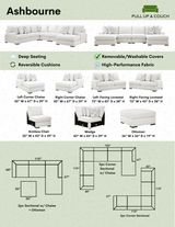 Ashbourne corner sectional sofa with chaise by Ashley Furniture, showing the front view with plush cushions and modern design.