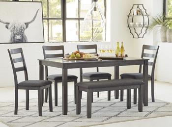 Bridson Dining Table and Chairs with Bench (Set of 6) - Pull Up A Couch