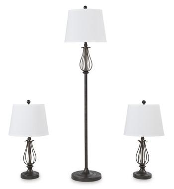 Brycestone Floor Lamp with 2 Table Lamps - Pull Up A Couch