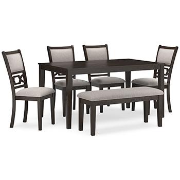 Langwest Dining Table and 4 Chairs and Bench (Set of 6) - Pull Up A Couch