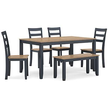 Gesthaven Dining Table with 4 Chairs and Bench (Set of 6) - Pull Up A Couch