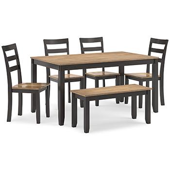 Gesthaven Dining Table with 4 Chairs and Bench (Set of 6) - Pull Up A Couch