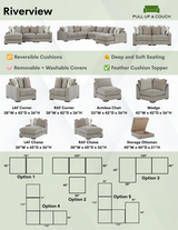 Ashley Furniture Riverview sectional sofa with chaise, showing the stylish fabric and modern design from the front view.