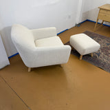 Bouclé Lounge Chair + Ottoman (Ivory)