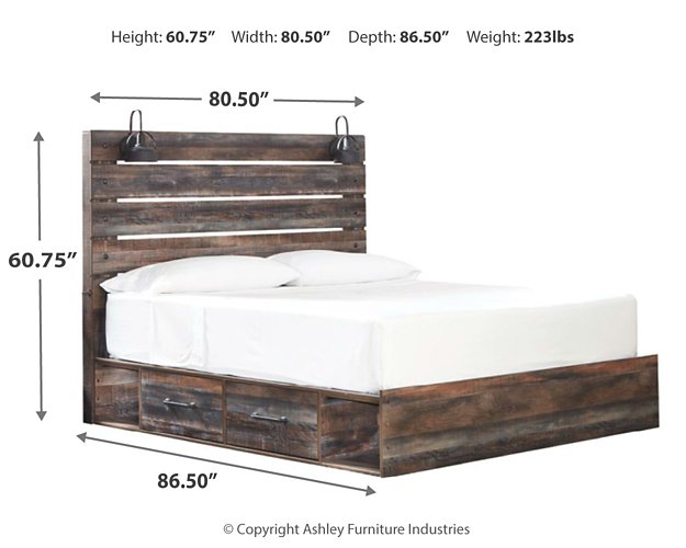 Drystan Bed with 2 Storage Drawers