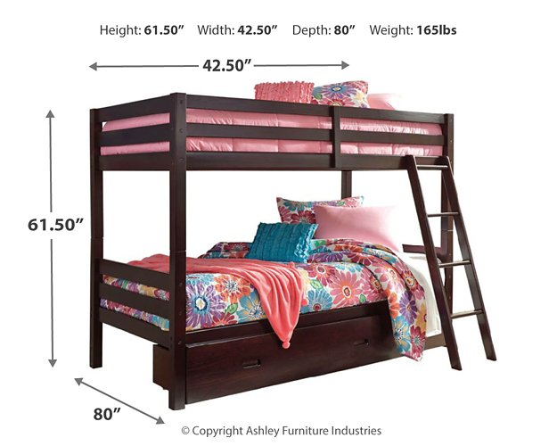 Halanton Youth Bunk Bed with 1 Large Storage Drawer - Pull Up A Couch