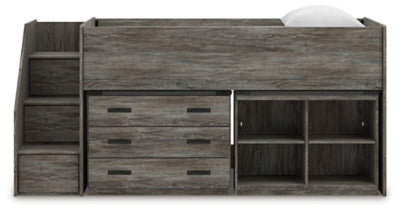 Frandern Loft Bed with Bookcase and Drawer Storage