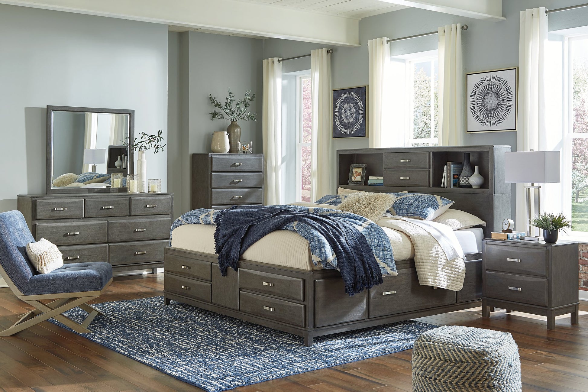 Caitbrook Storage Bed with 8 Drawers - Pull Up A Couch