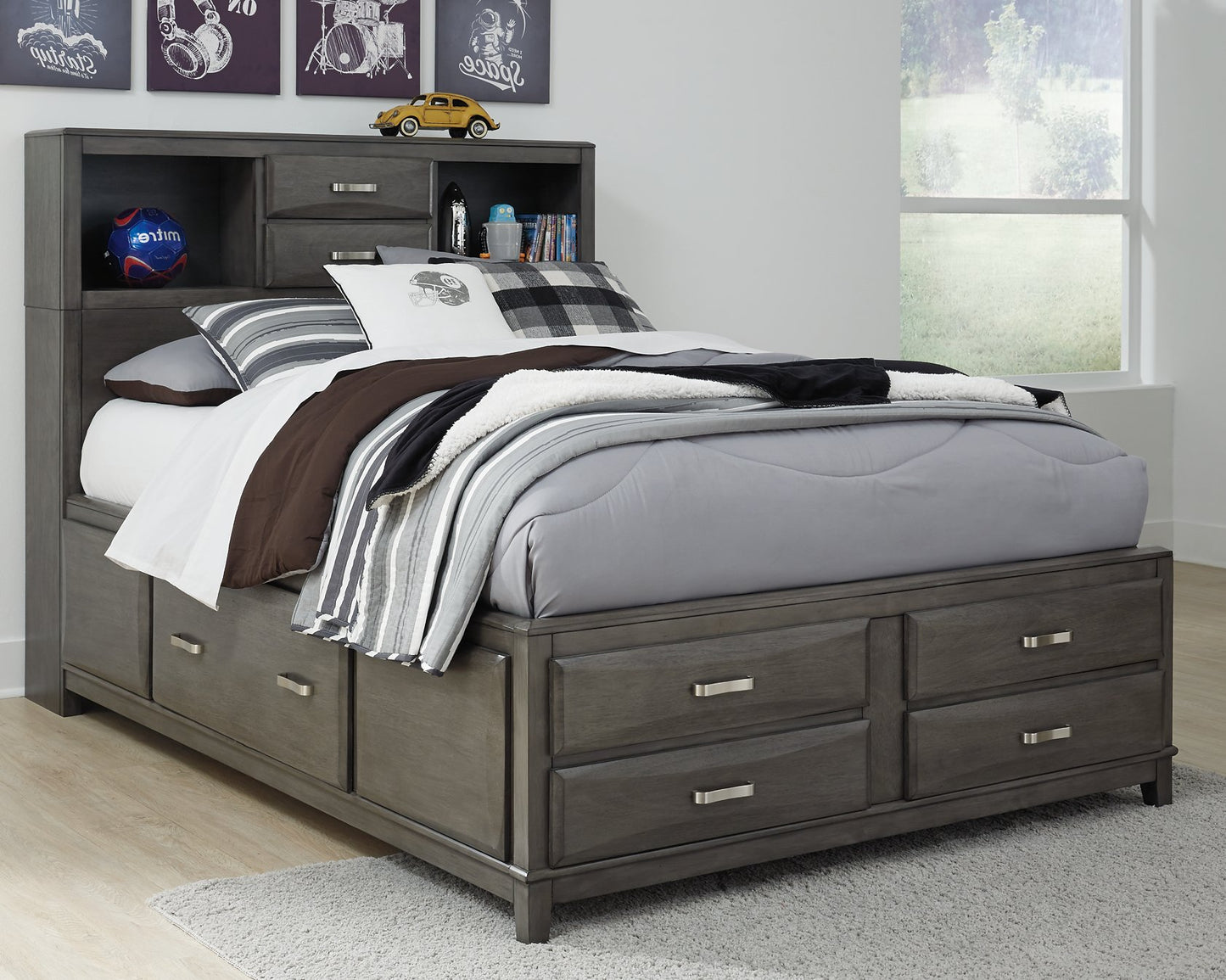 Caitbrook Storage Bed with 7 Drawers - Pull Up A Couch