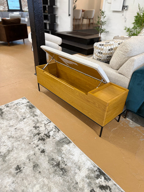 53" MCM-Style Bench (Oak/Everest Gray) - Pull Up A Couch