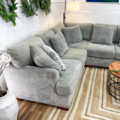 Large Gray 2pc Sectional w/Corduroy Fabric - Pull Up A Couch