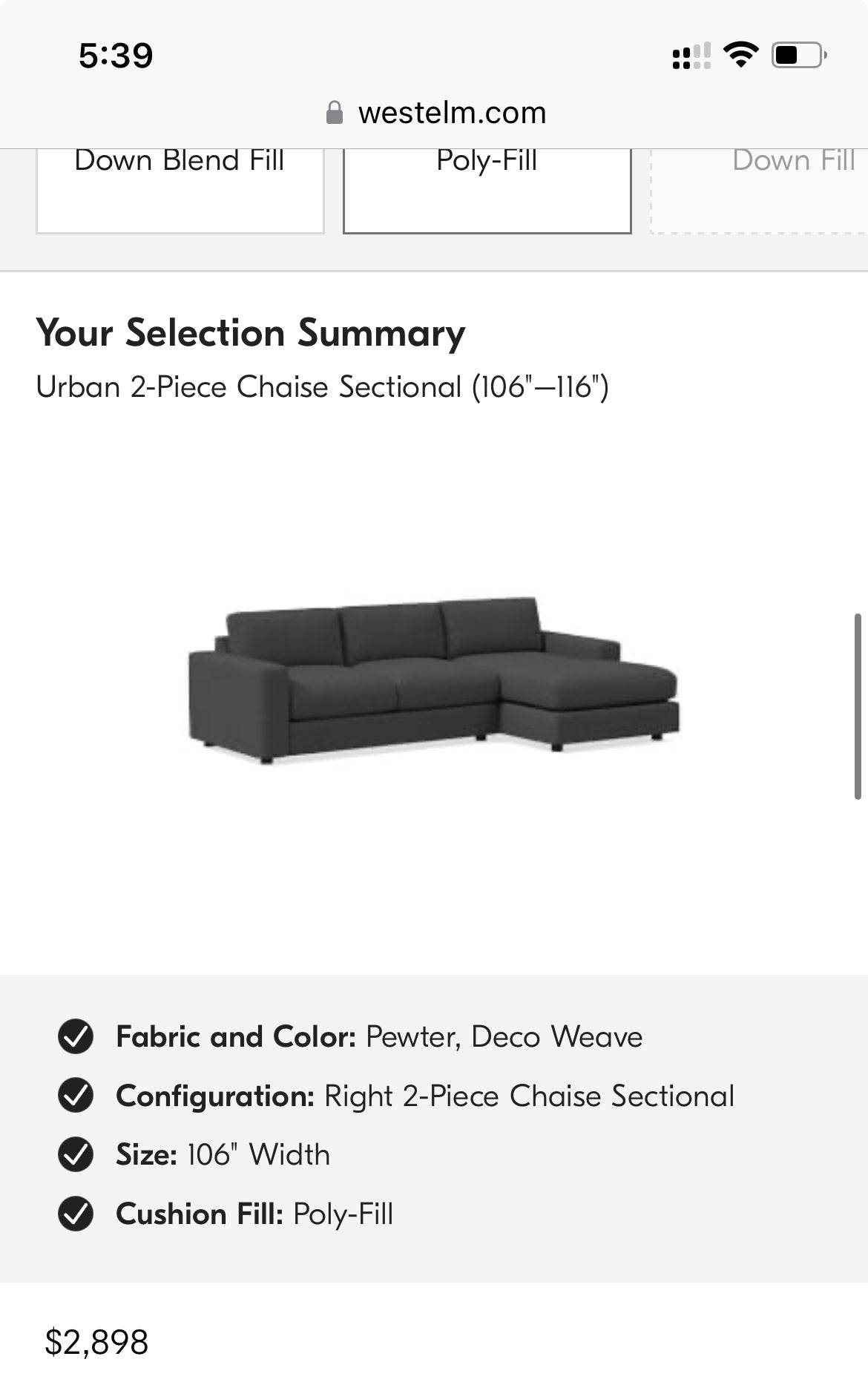 West Elm Urban 2pc Sectional w/Chaise - Pull Up A Couch