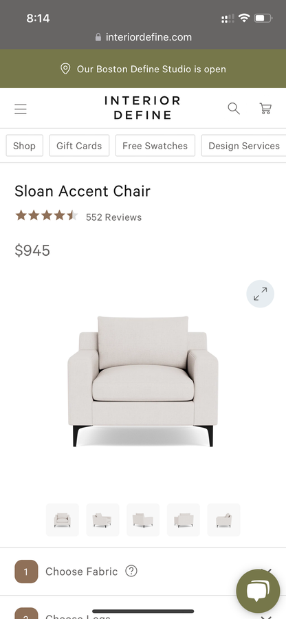 Interior Define Sloan Club Chair & Ottoman