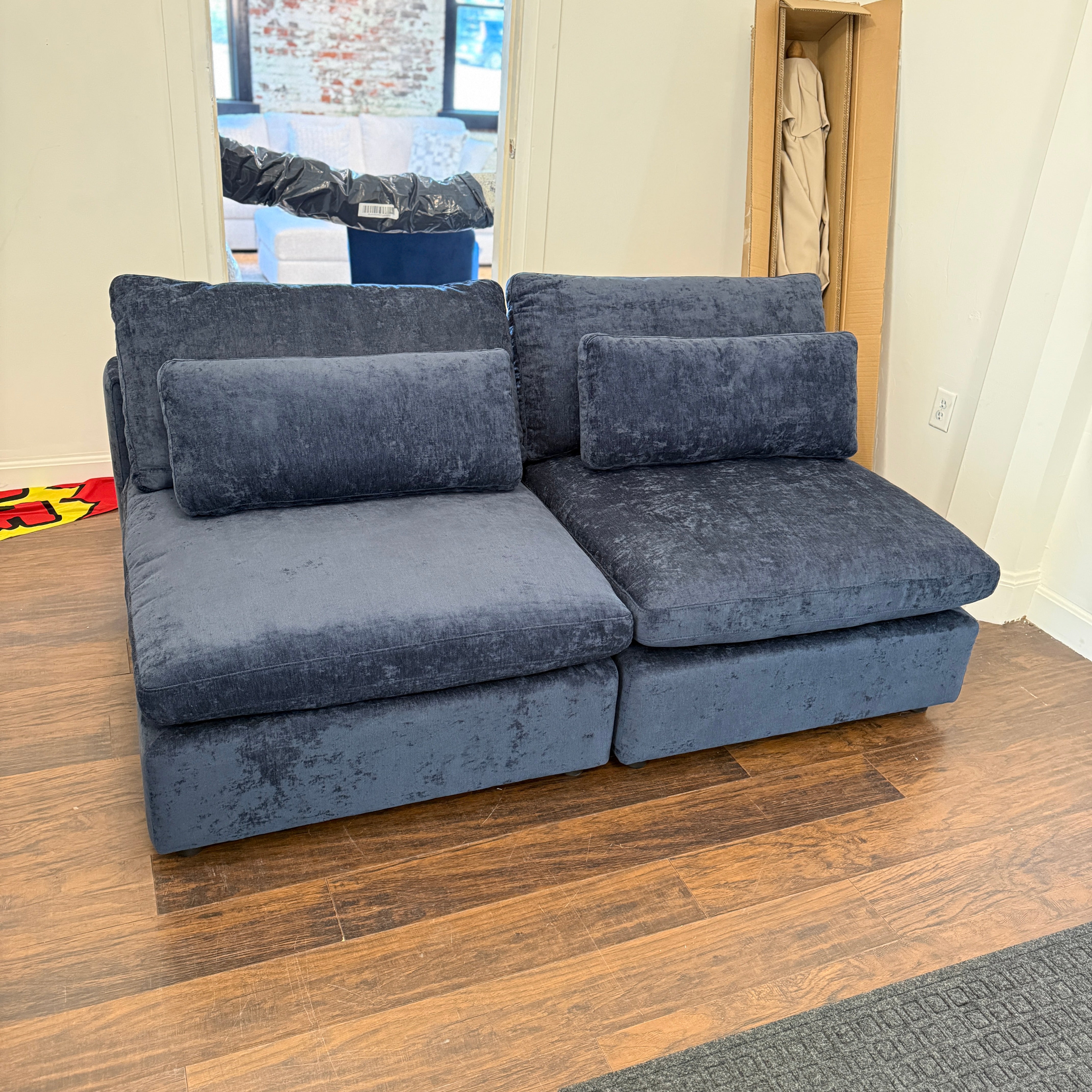 Serenity Cloud 2pc Armless Sofa (Blue) (Clearance)