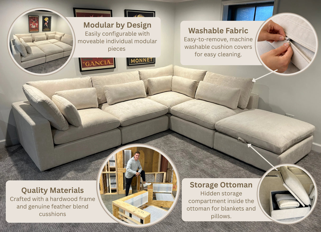 Serenity Cloud 4pc Sectional w/Storage Ottoman - Pull Up A Couch