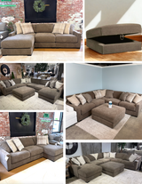 Corbin 2-piece modular loveseat by Ashley Furniture shown from the back, featuring plush upholstery and modern design.